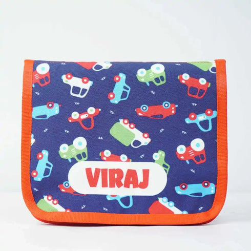 Personalised Organizers Bag and Steel Bottle With Straw Combo for Kids